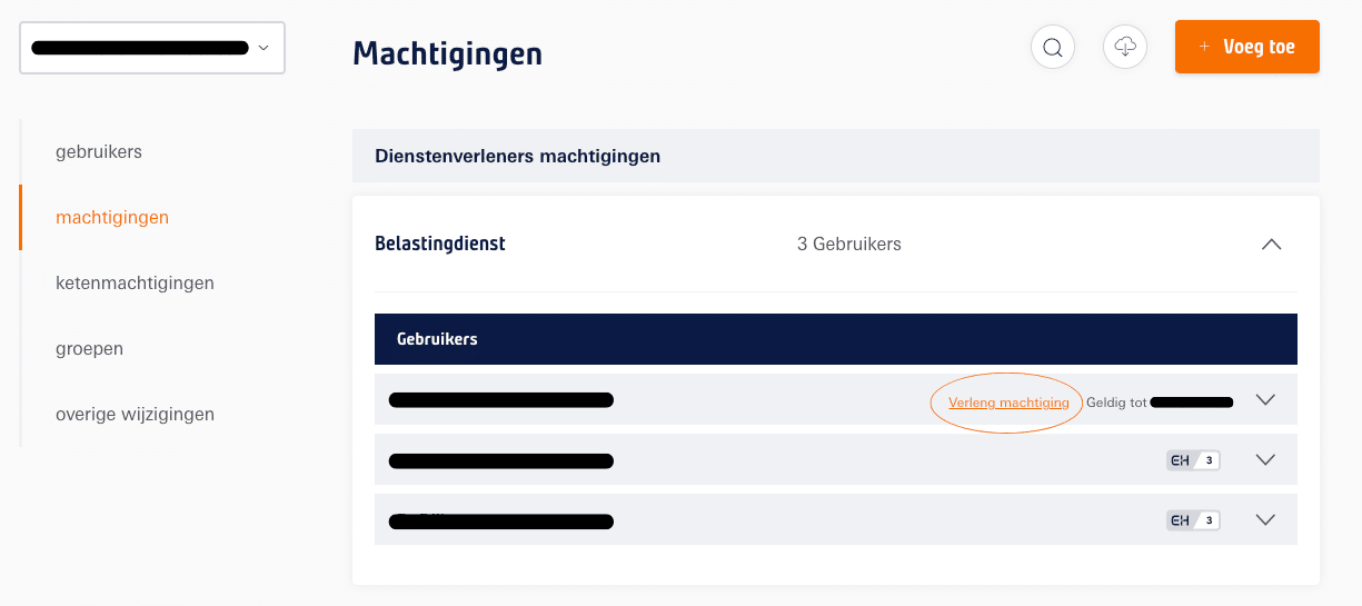 Machtiging verlengen in de beheermodule op Mijn Z login